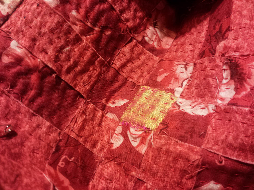hand-stitched quilt, in progress